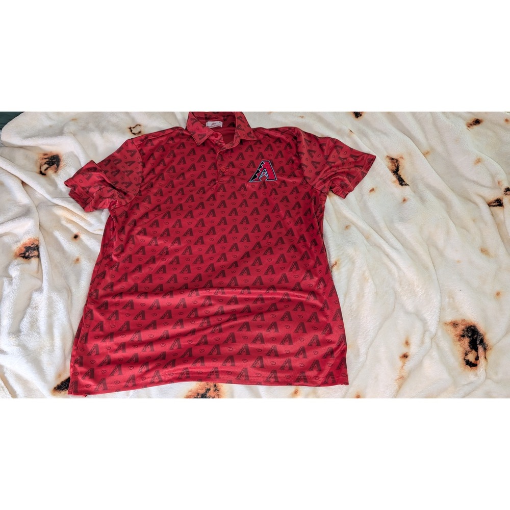 Budweiser Arizona Diamondbacks MLB Polo Shirt Mens XL Red All Over Print Logo
